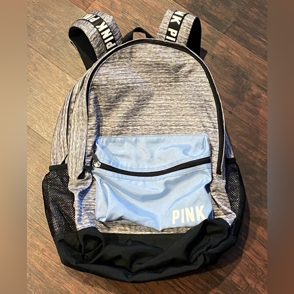 PINK Victoria's Secret Heather Gray and Light Blue Backpack